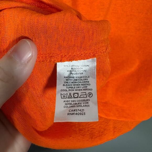 Ann Taylor LOFT Women's Orange Sleeveless Knit Top - Size Small - Pleated Detail - Picture 5 of 6